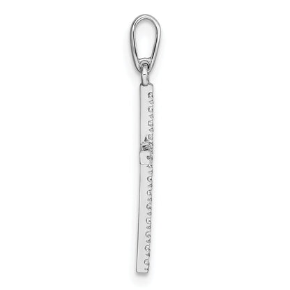 10K White Gold Polished Cz Latin Cross Pendant