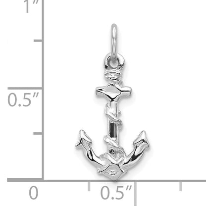 10K White Gold Anchor Pendant