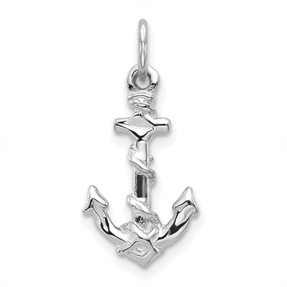 10K White Gold Anchor Pendant