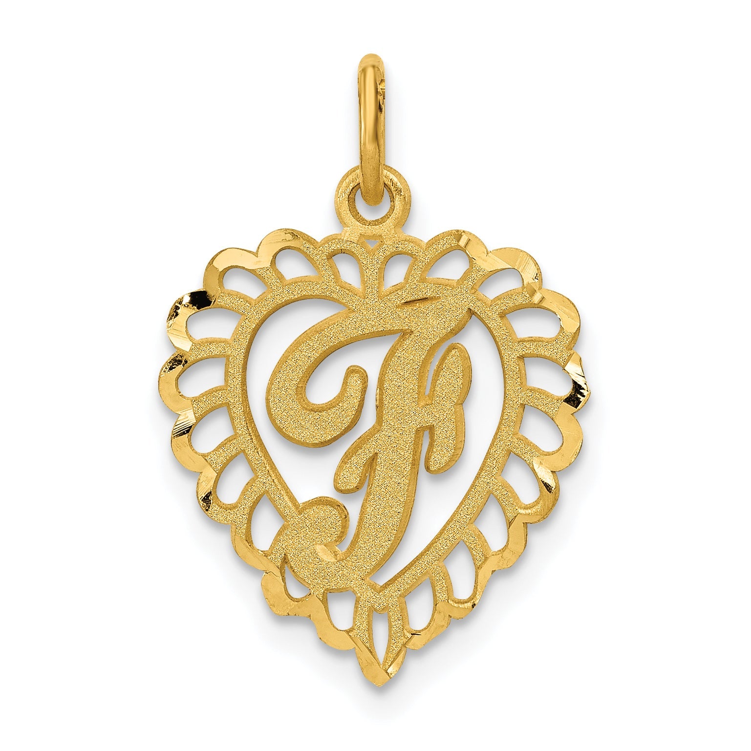 10K Yellow Gold Initial F Charm