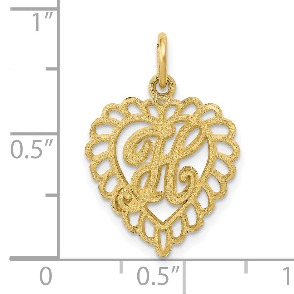 10K Yellow Gold Initial H Charm