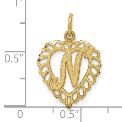 10K Yellow Gold Initial N Charm