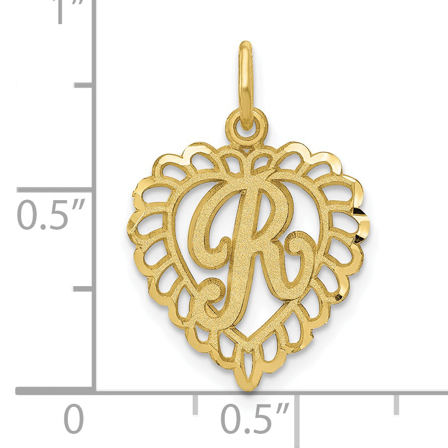 10K Yellow Gold Initial R Charm