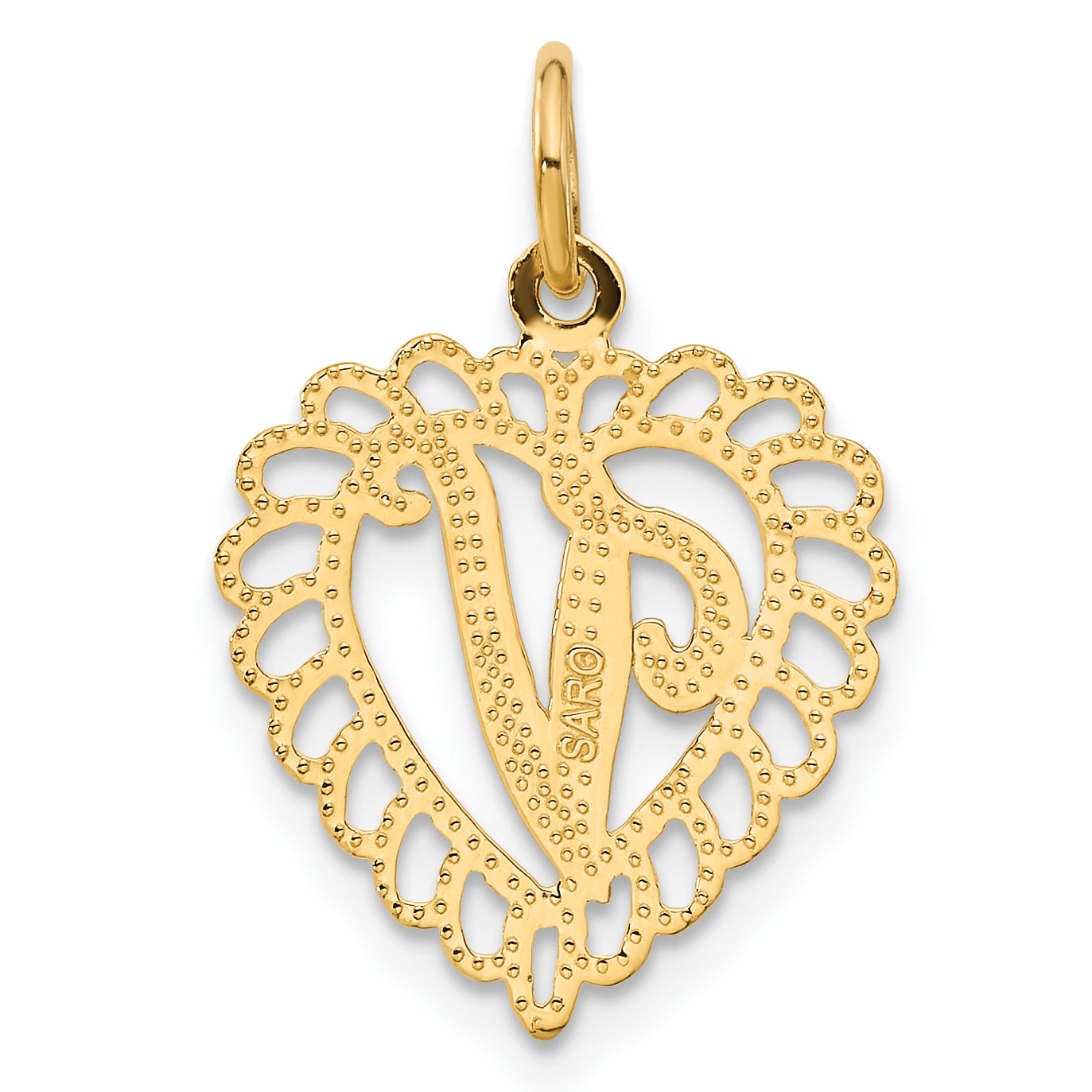 10K Yellow Gold Initial V Charm