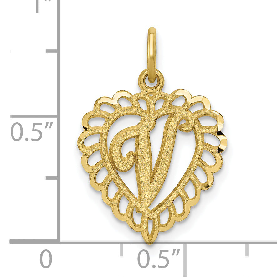 10K Yellow Gold Initial V Charm