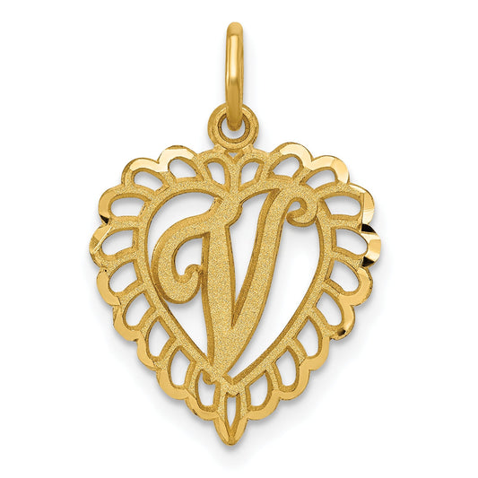 10K Yellow Gold Initial V Charm