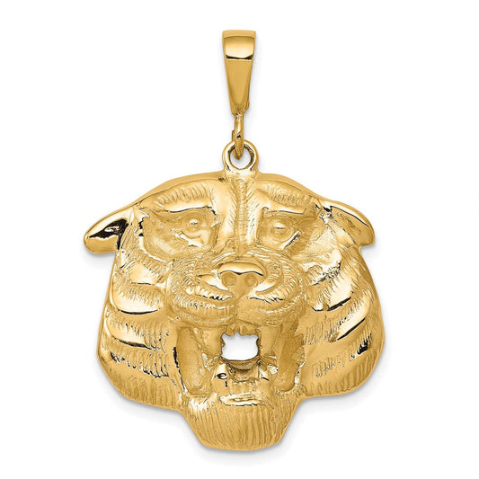 10k Yellow Gold Solid Polished Tiger Head Charm