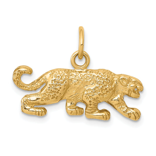 10K Yellow Gold Solid Satin Small Leopard Charm