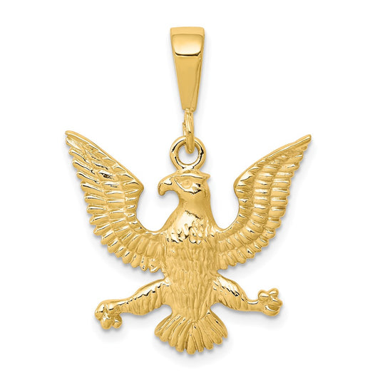 10K Yellow Gold Solid Polished Spread Eagle Charm