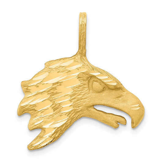 10k Yellow Gold Solid Diamond-cut Eagle Head Charm