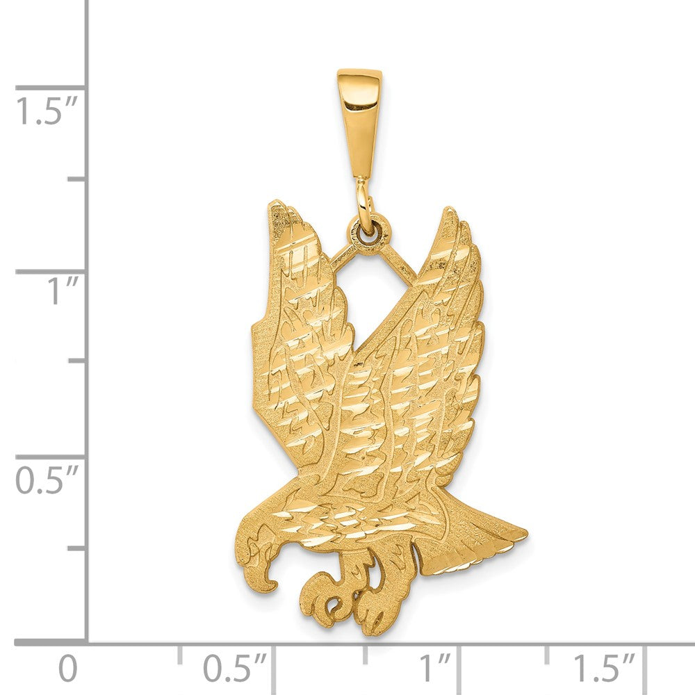 10K Yellow Gold Solid Diamond-Cut Eagle Charm
