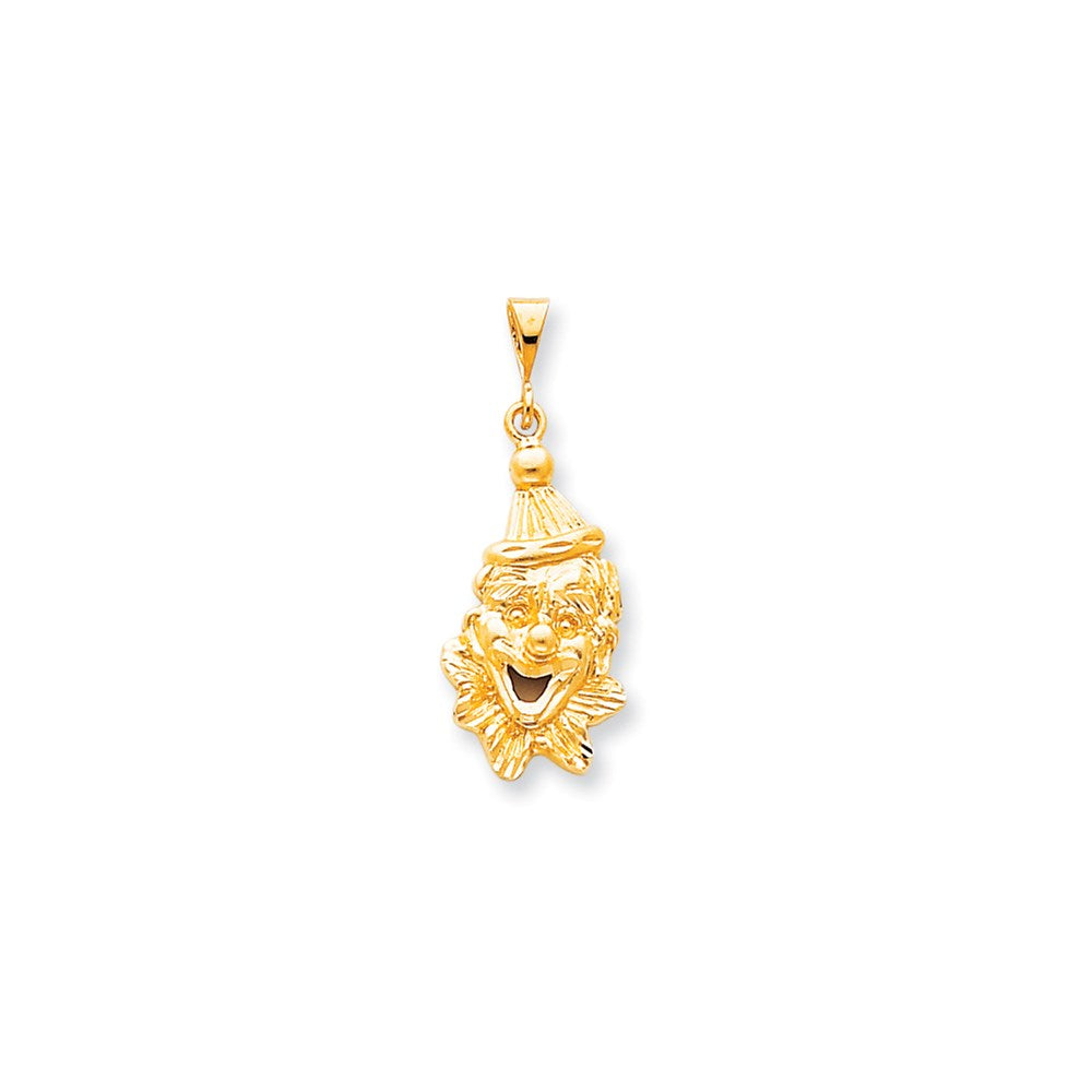 10k Yellow Gold Solid Satin Clowns Head Charm