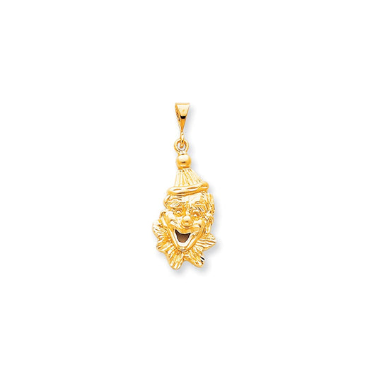 10k Yellow Gold Solid Satin Clowns Head Charm
