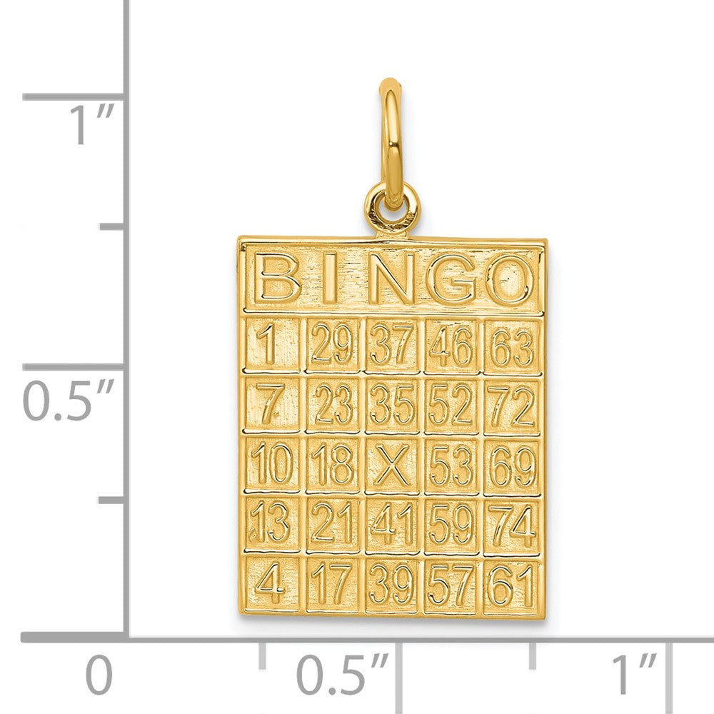 10K Yellow Gold Solid Bingo Card Charm