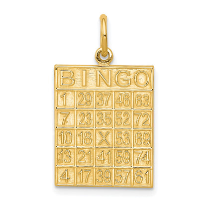 10K Yellow Gold Solid Bingo Card Charm
