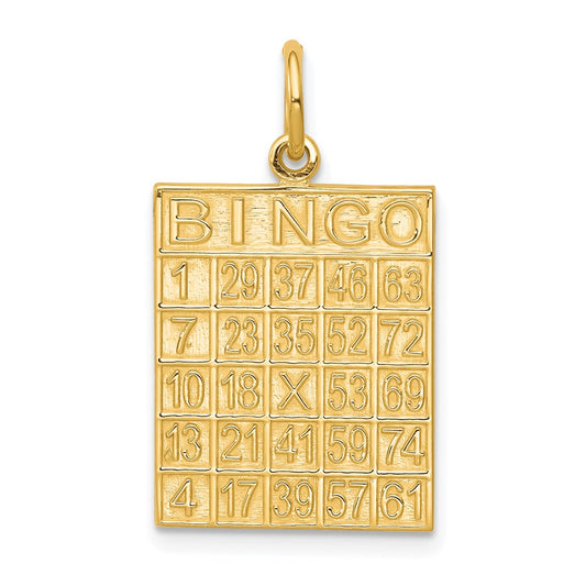 10K Yellow Gold Solid Bingo Card Charm