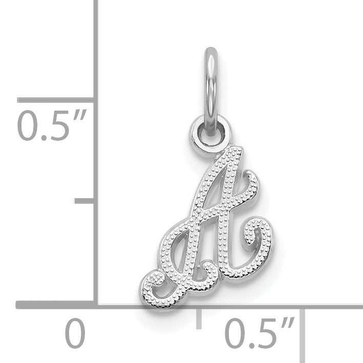 10K White Gold Initial A Charm