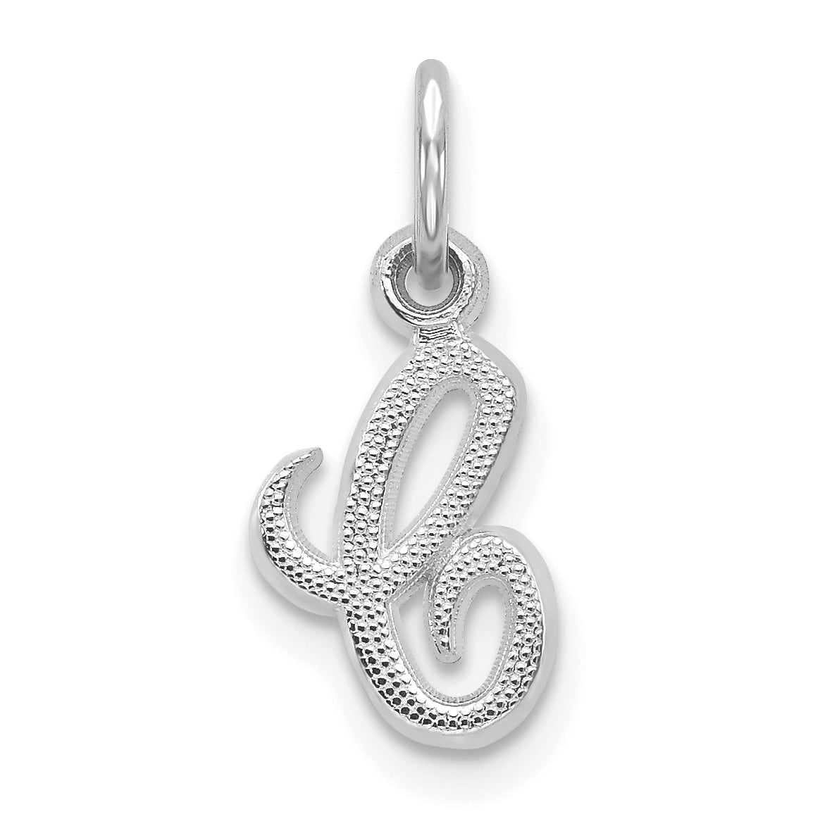 10K White Gold Initial C Charm
