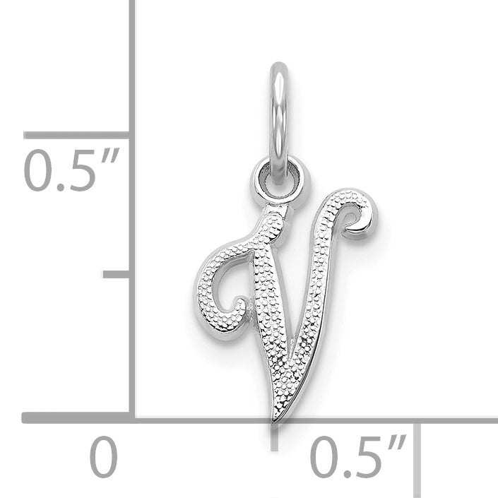 10K White Gold 10Kw Initial V Charm