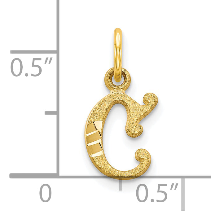 10K Yellow Gold Initial C Charm
