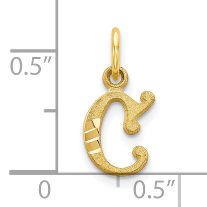 10K Yellow Gold Initial C Charm