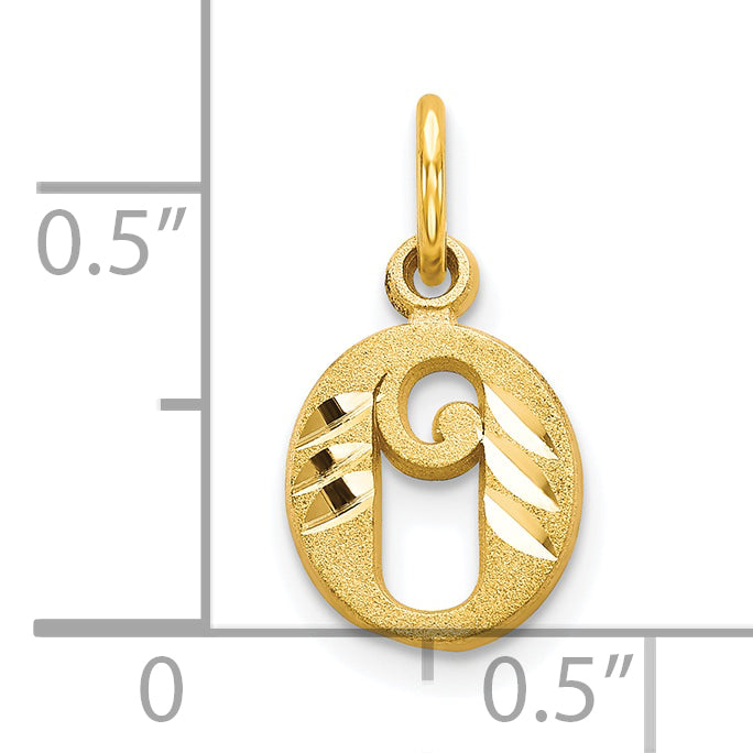 10K Yellow Gold Initial O Charm
