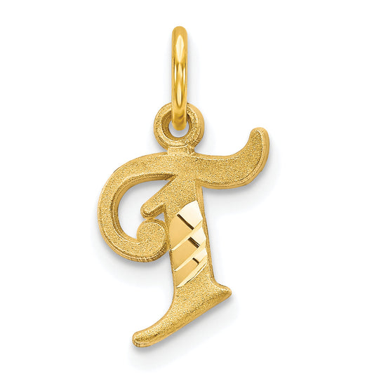 10K Yellow Gold Initial T Charm