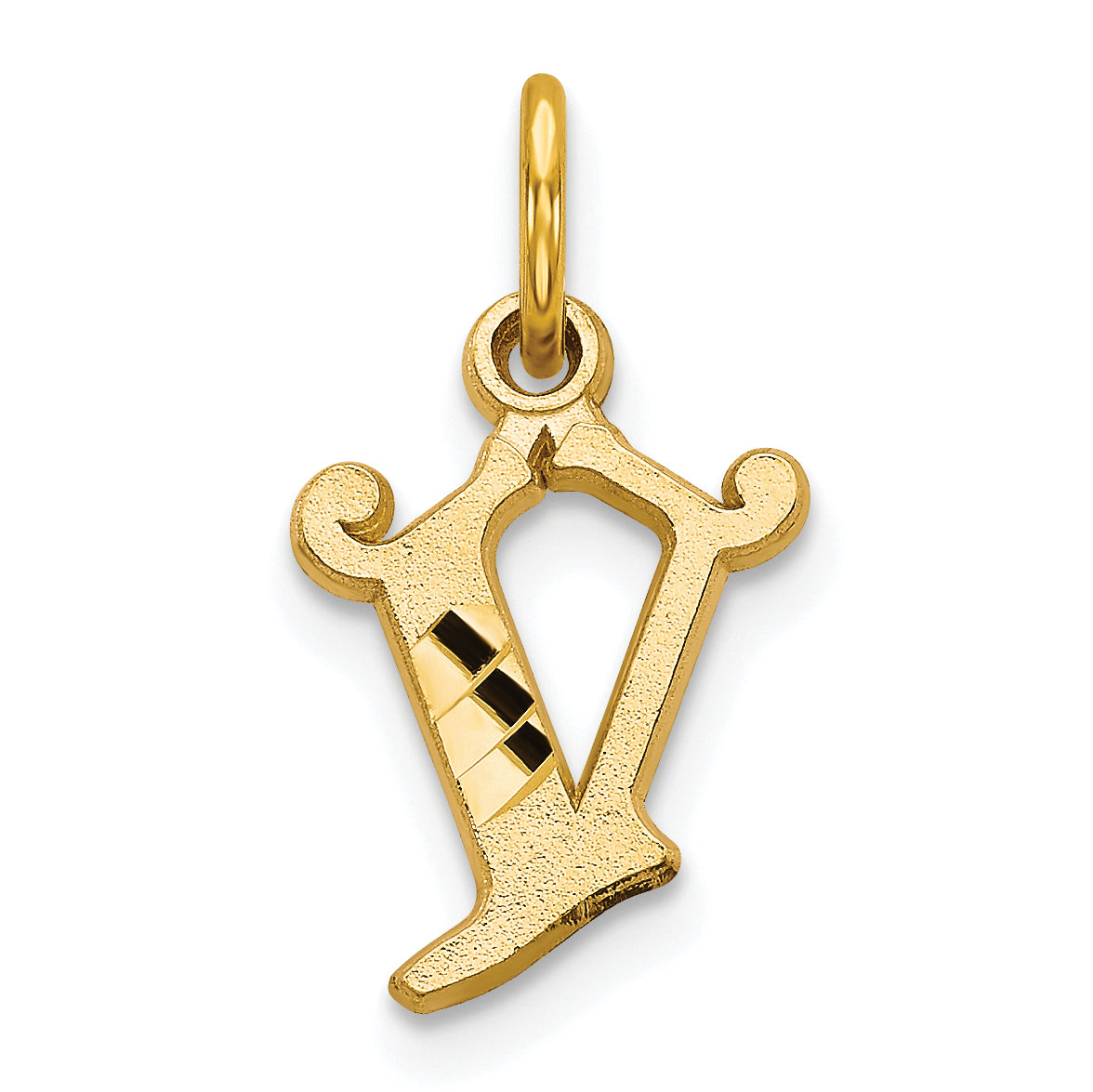 10K Yellow Gold Initial V Charm