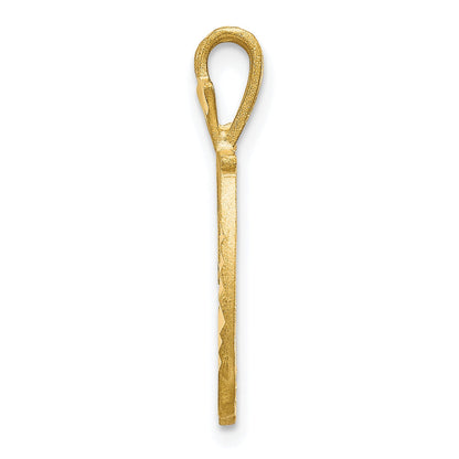 10K Yellow Gold Diamond-Cut Grooved Initial D Charm