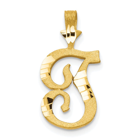 10K Yellow Gold Initial T Pendant