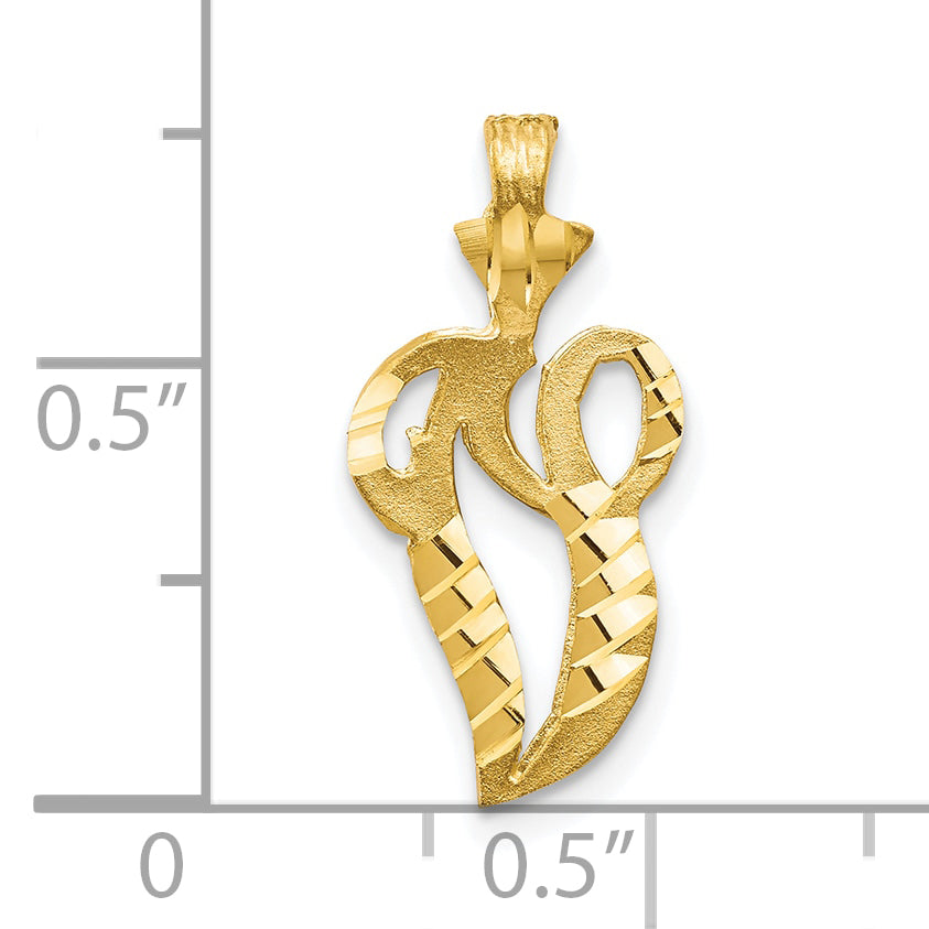 10K Yellow Gold Initial V Pendant