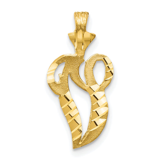 10K Yellow Gold Initial V Pendant