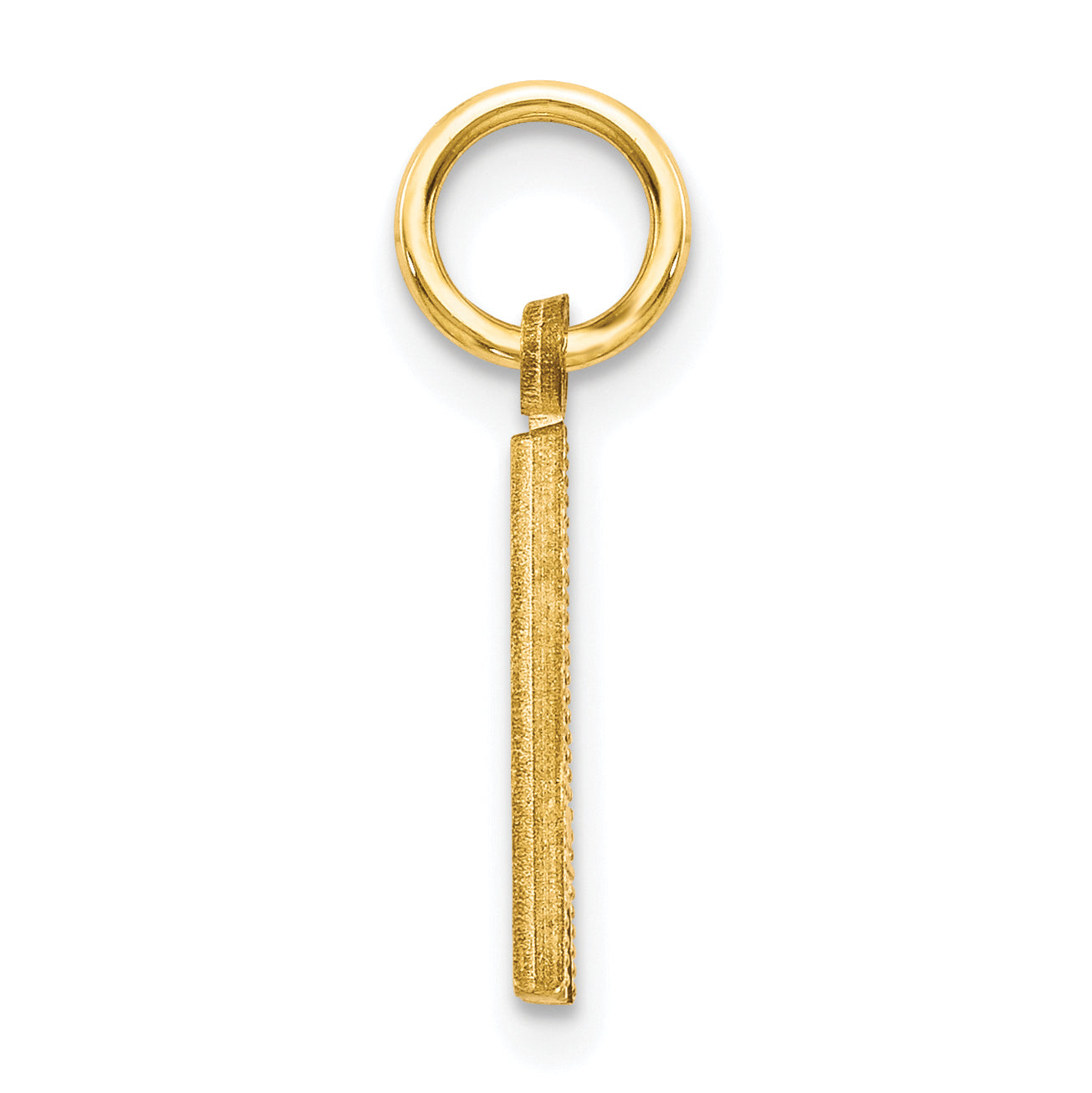 10K Yellow Gold Satin Diamond-Cut Initial A Charm