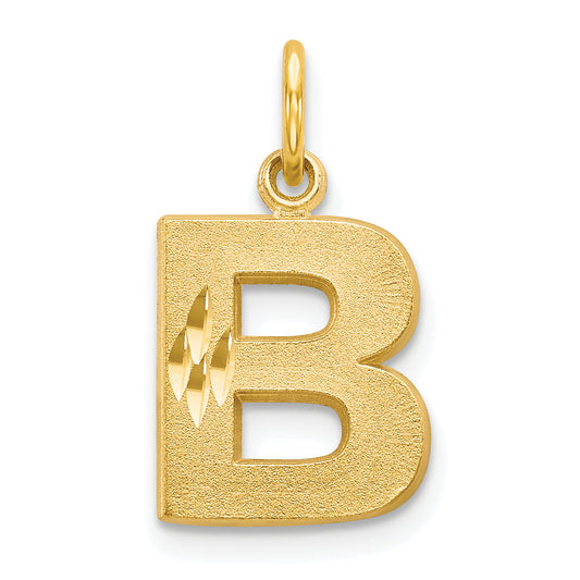 10K Yellow Gold Satin Diamond-Cut Initial B Charm