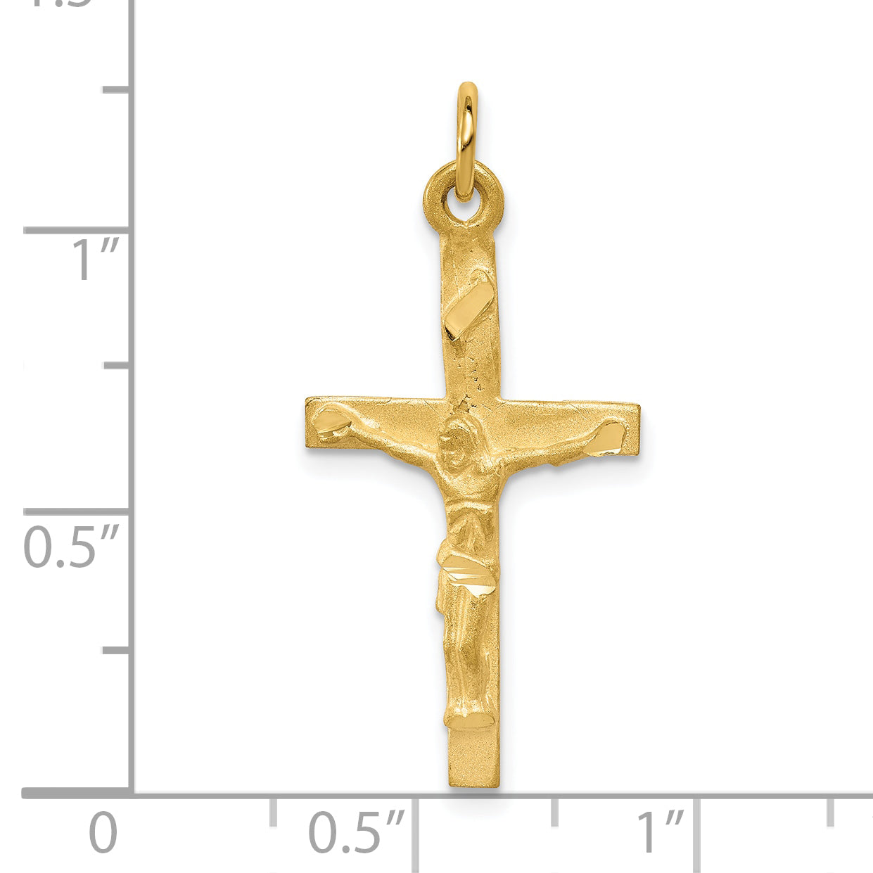 10K Yellow Gold Solid Polished Crucifix Pendant
