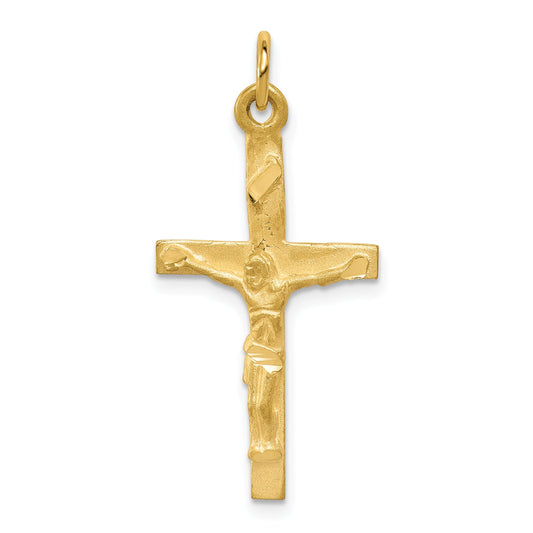 10K Yellow Gold Solid Polished Crucifix Pendant