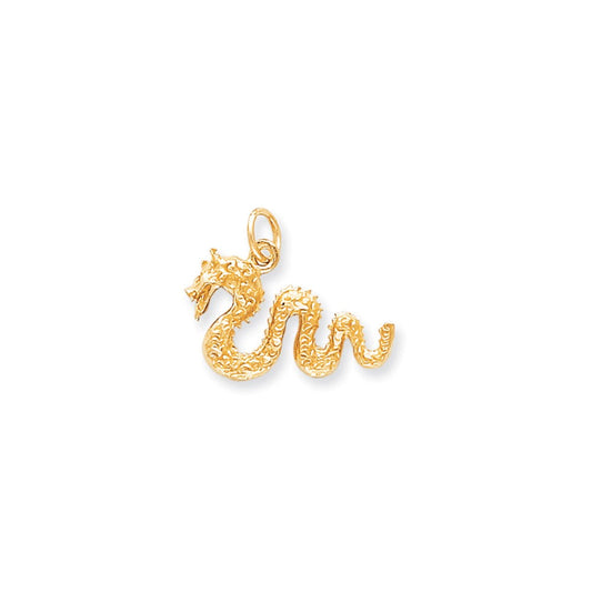 10k Yellow Gold Solid Diamond-cut Serpent Charm