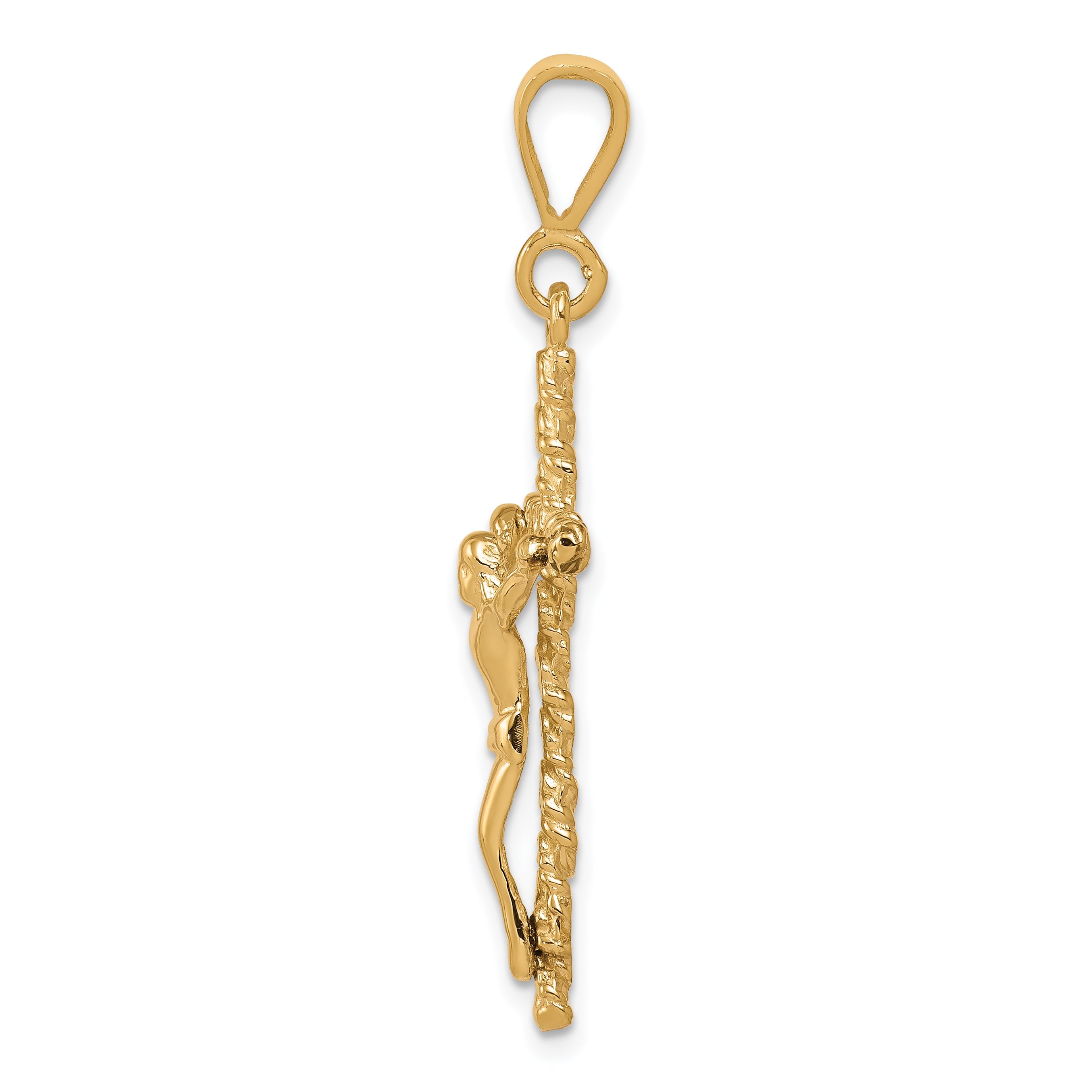 10K Yellow Gold Solid Polished Crucifix Pendant