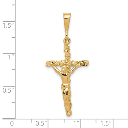 10K Yellow Gold Solid Polished Crucifix Pendant