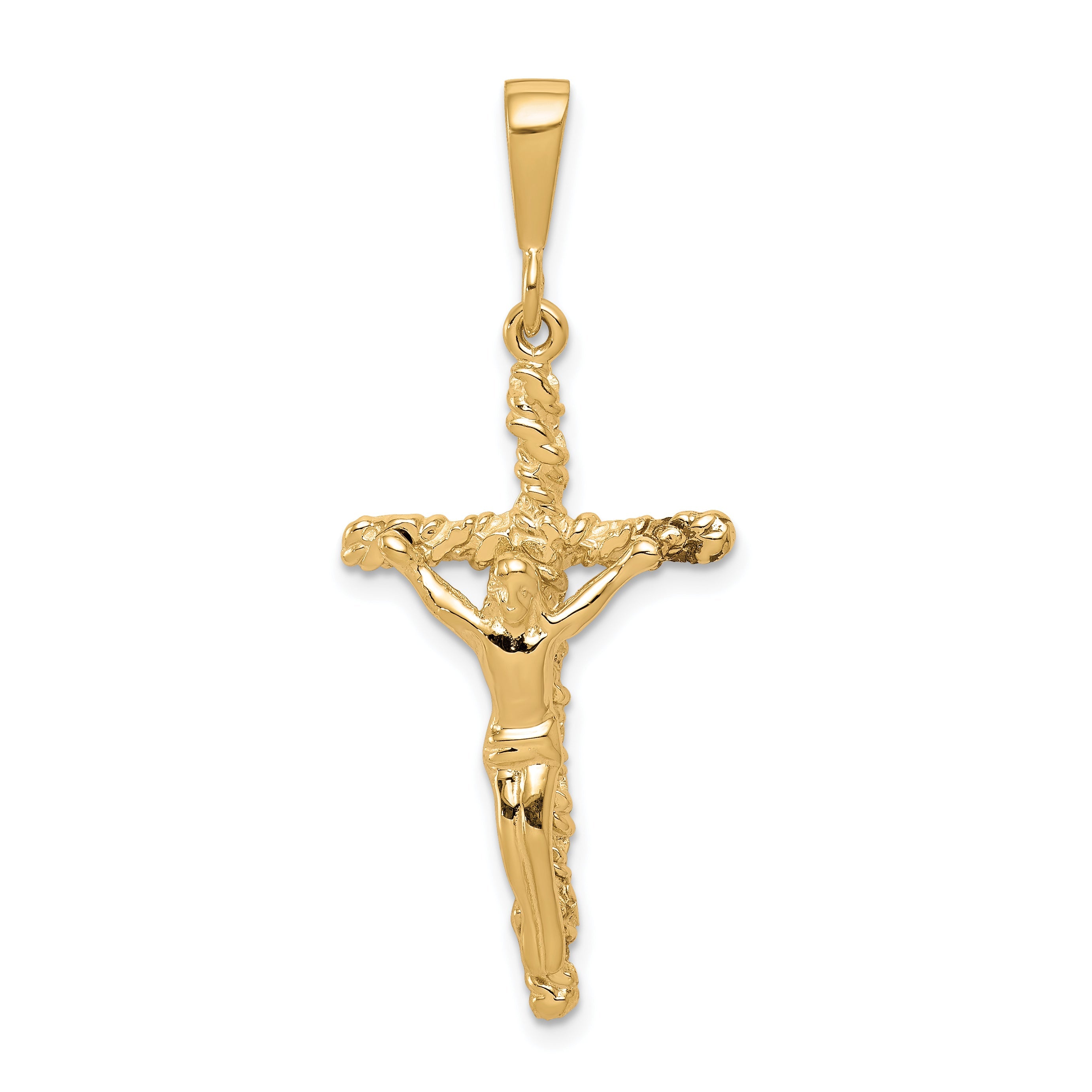 10K Yellow Gold Solid Polished Crucifix Pendant