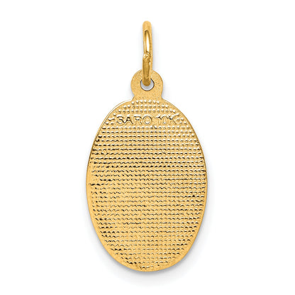 10K Yellow Gold Solid Satin Polished St. Christopher Pendant