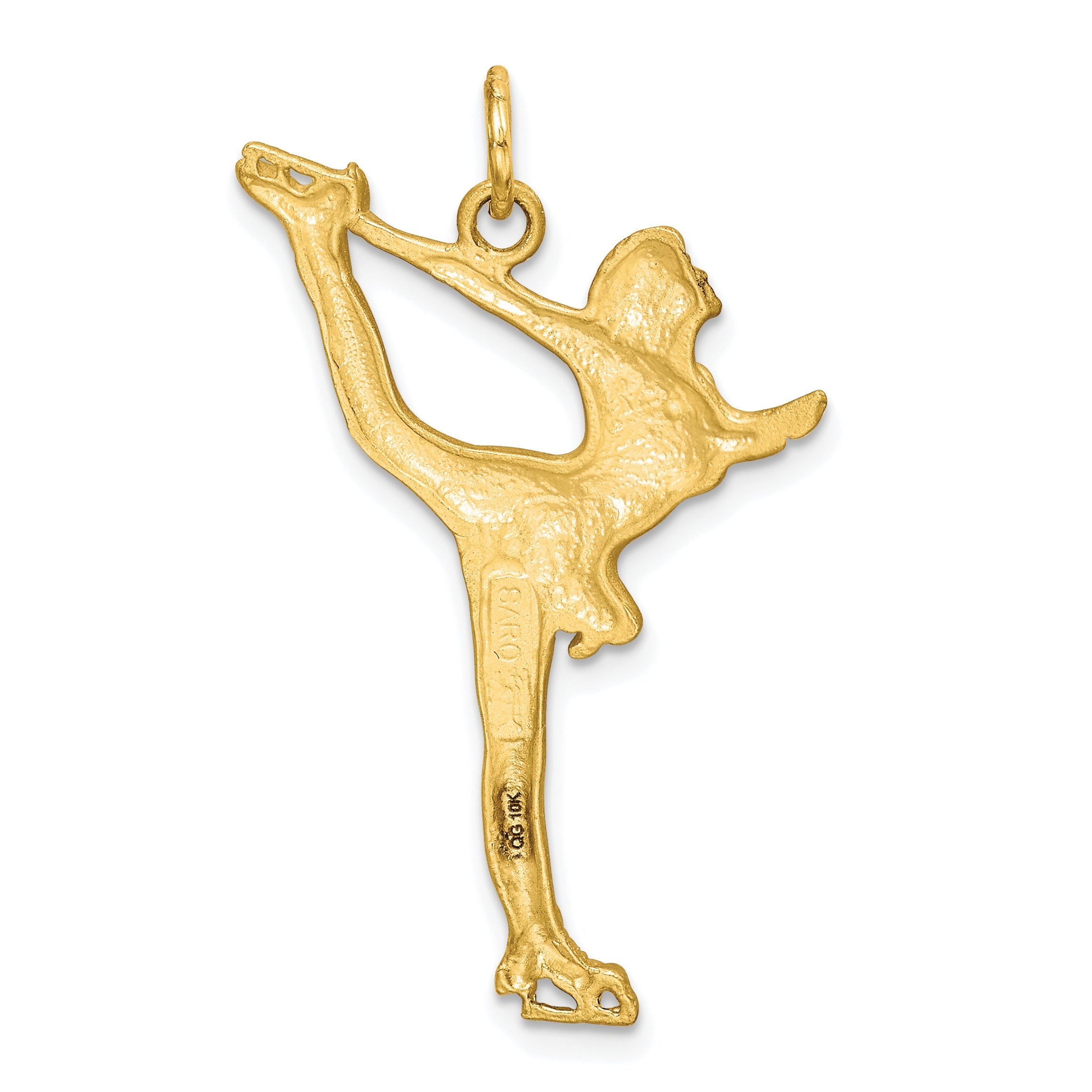 10K Yellow Gold Solid Diamond-Cut Figure Skater Charm