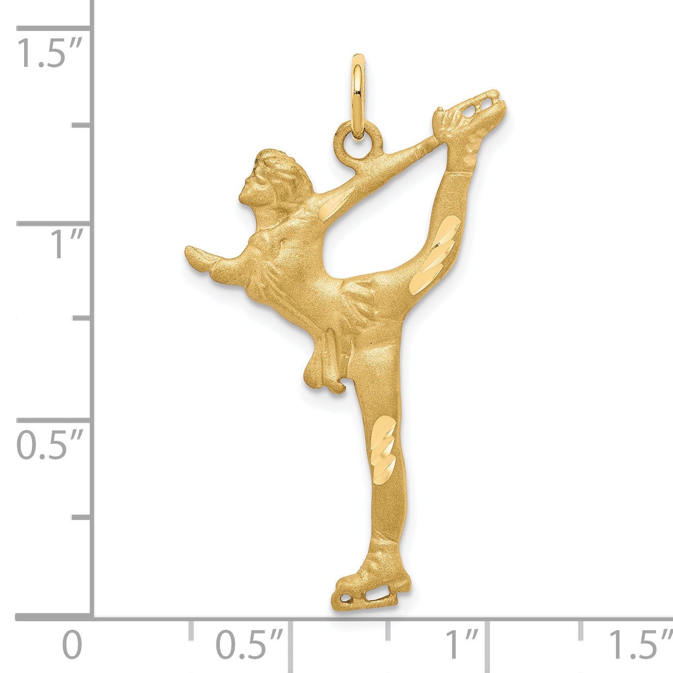 10K Yellow Gold Solid Diamond-Cut Figure Skater Charm