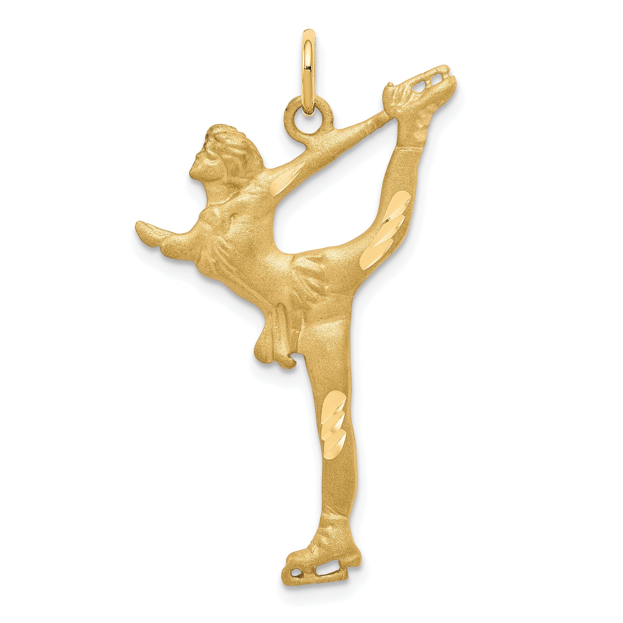 10K Yellow Gold Solid Diamond-Cut Figure Skater Charm