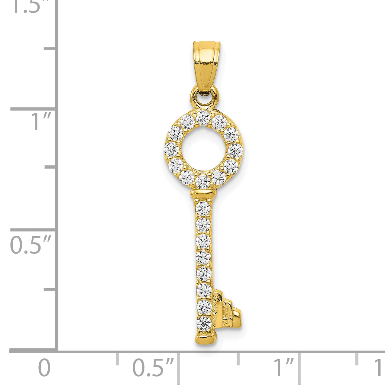 10K Yellow Gold Cz Key Pendant