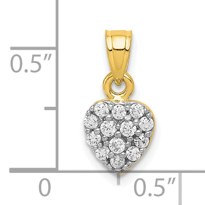 10K Yellow Gold Cz Cluster Heart Charm