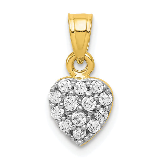 10k Yellow Gold 10k CZ Cluster Heart Charm