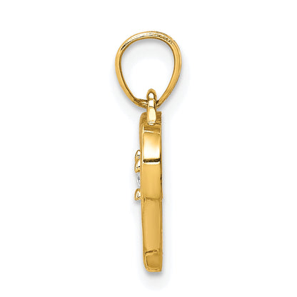 10K Yellow Gold Cz Heart Charm
