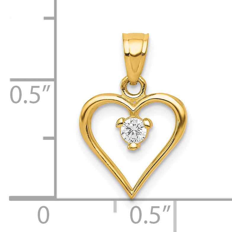 10K Yellow Gold Cz Heart Charm