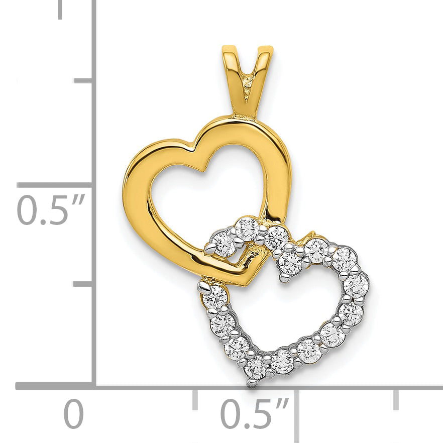 10K Yellow Gold Cz Heart Pendant